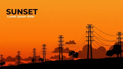送電線と日没, Sunset, Sunset, sunset, Zoom Virtual Background template