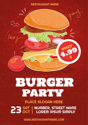食のイベント　ハンバーガー, Hamburger, diet, restaurant, Poster template