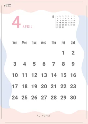 ピンクと青の淡色カレンダー, Calendar, Calendar template