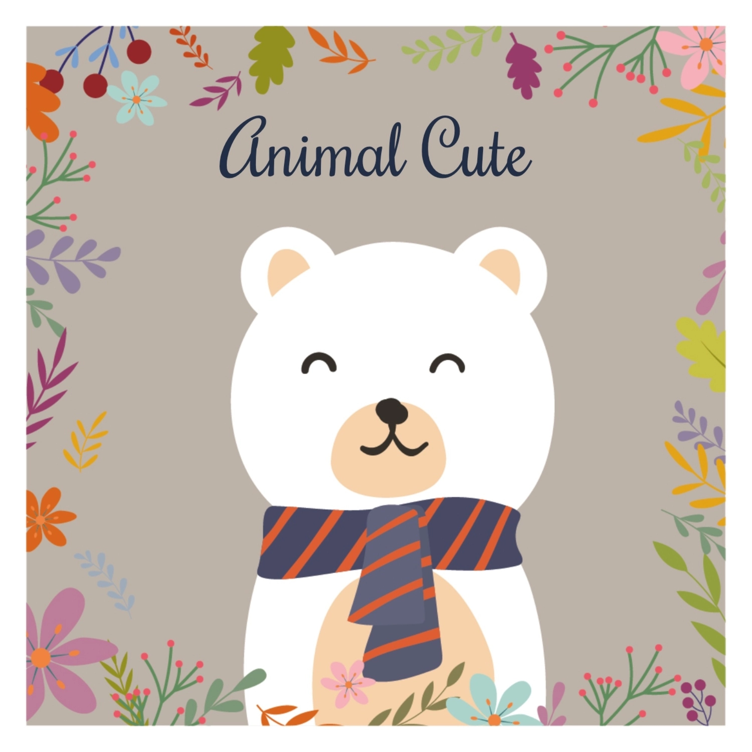 動物グリーティングカード　しろくま, Smile, create, design, message card template