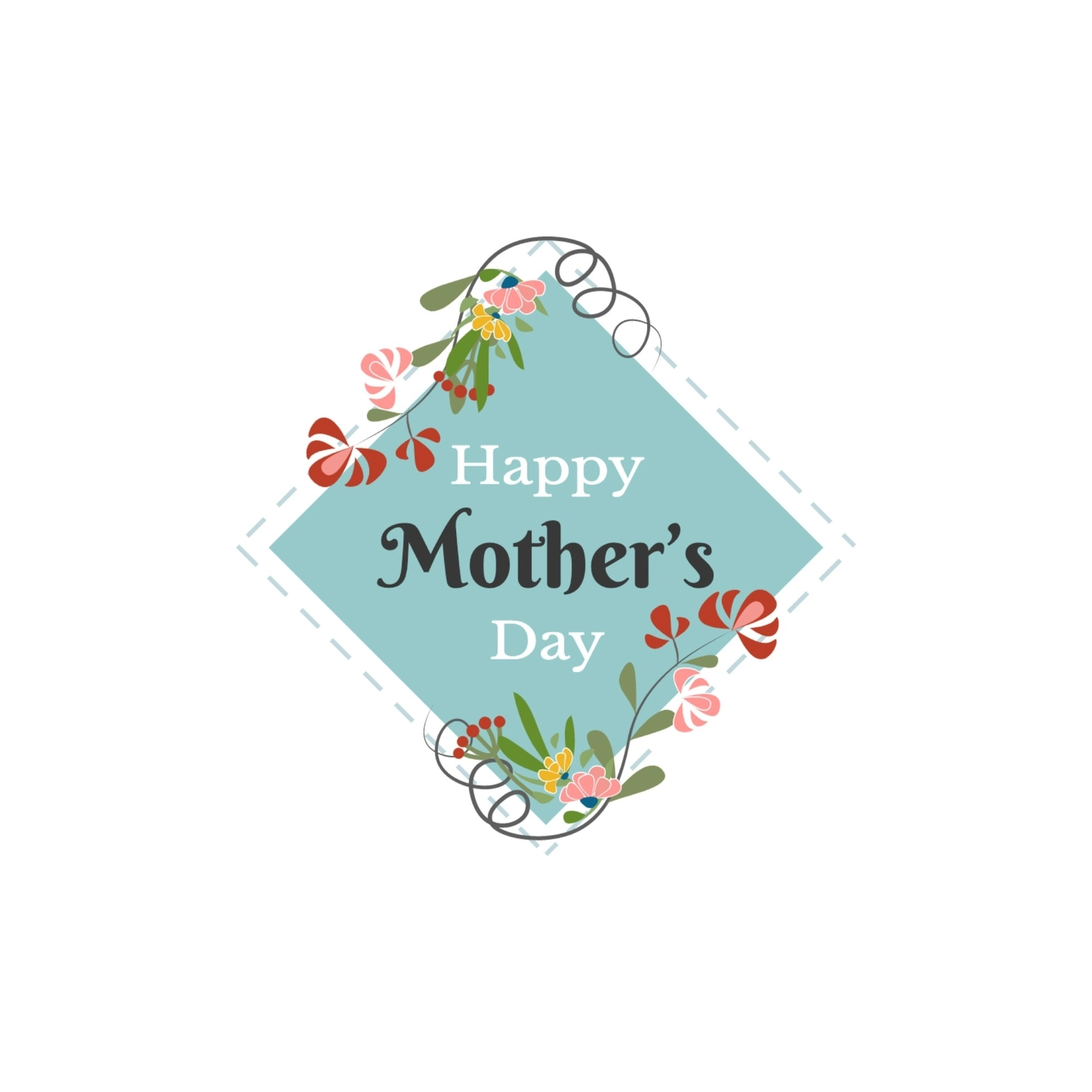 花の母の日ロゴ, ひし形, 作成, デザイン, ロゴテンプレート