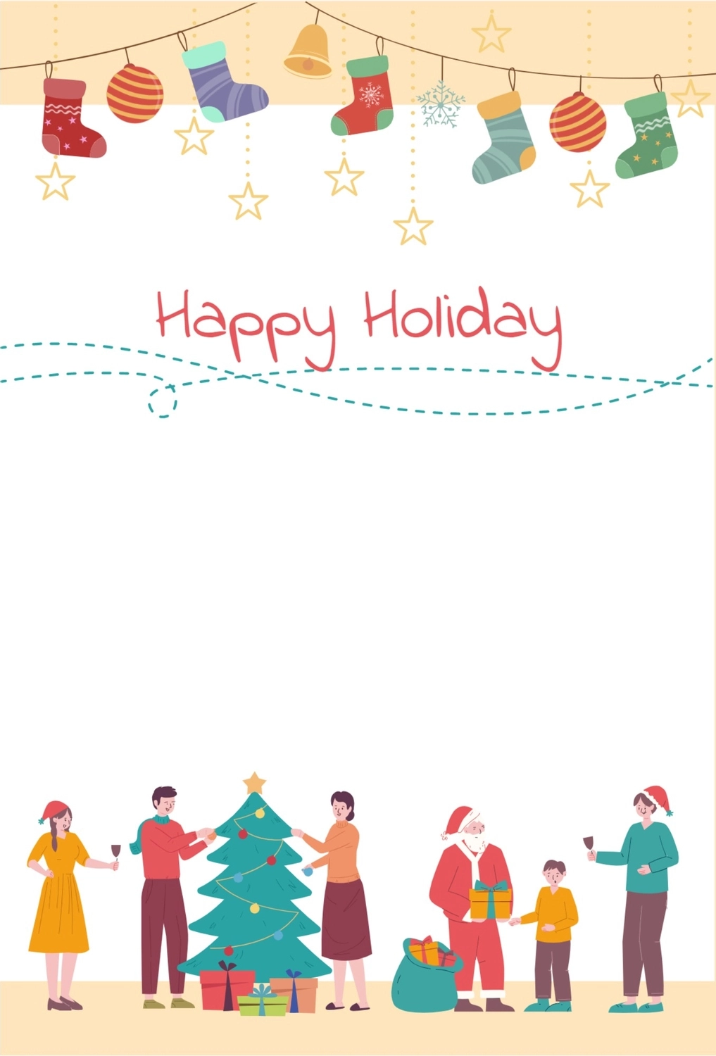 クリスマスを楽しむ人々のイラストカード, 手紙, クリスマスカード, 作成, メッセージカードテンプレート
