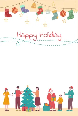 クリスマスを楽しむ人々のイラストカード, 節日快樂, 人物插圖, 插圖,  模板