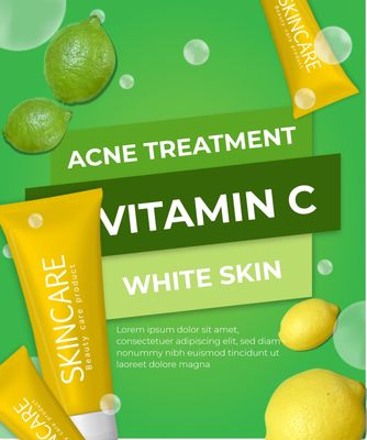 Banner template 4725, Square, Contains vitamin ingredients, skin care, Banner template