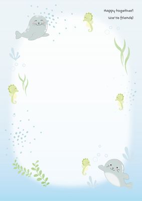 キュートなアザラシ, seal, cute, Tiny, Letter template