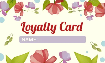 ロイヤリティカード　花, Red, purple, Cream, Shop Card template