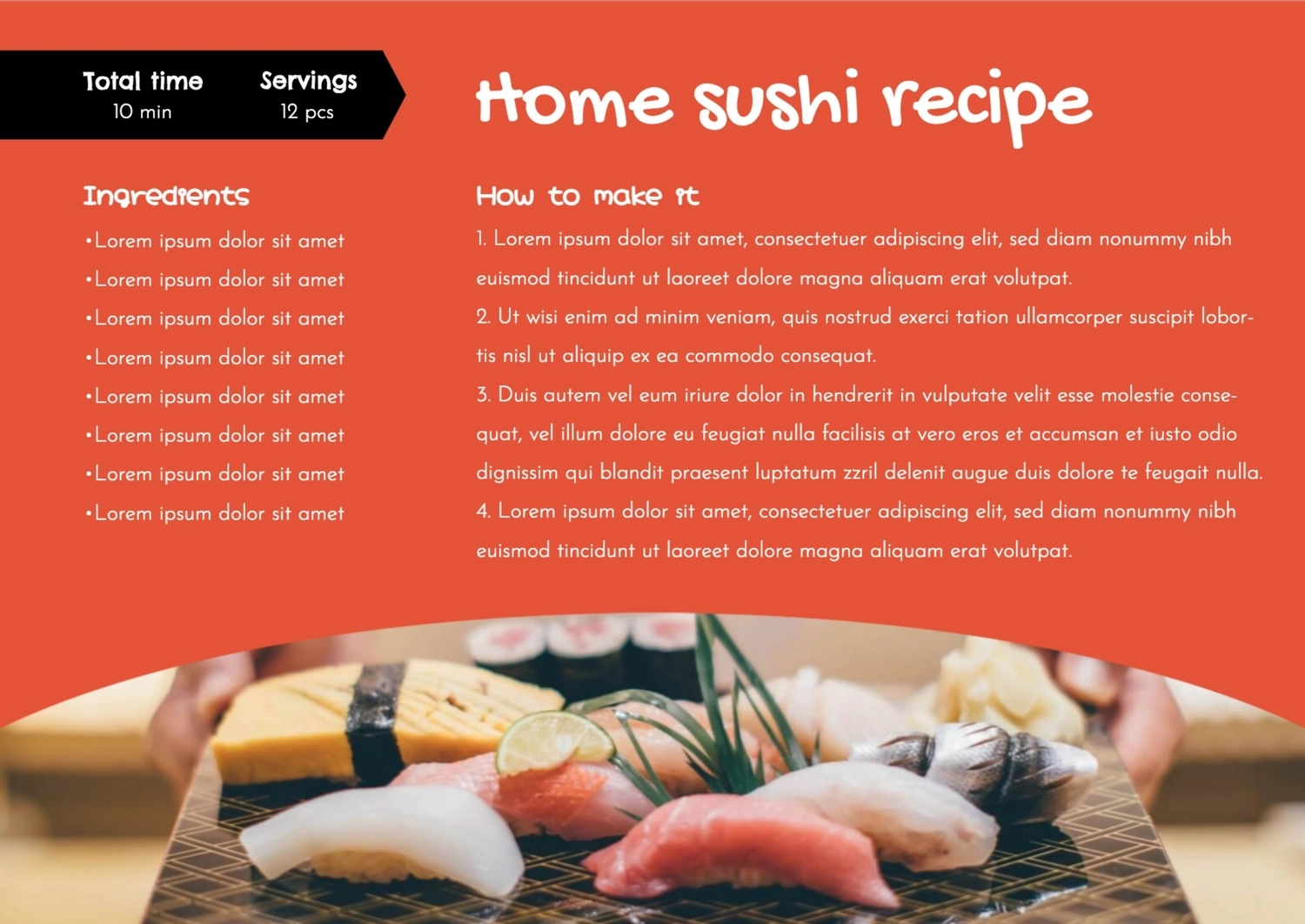 お家でお寿司, 美味的, 食譜卡, 創造, 菜單卡 模板