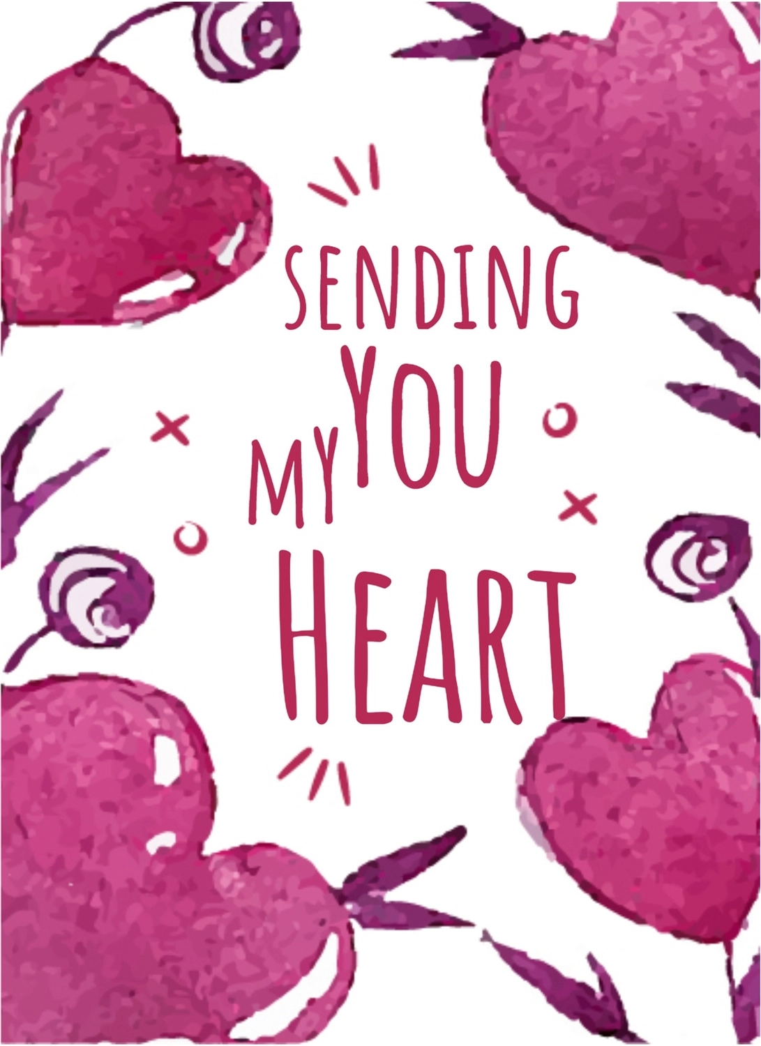 バレンタインデーグリーティングカード　紫のハート, バレンタイン, 作成, デザイン, メッセージカードテンプレート