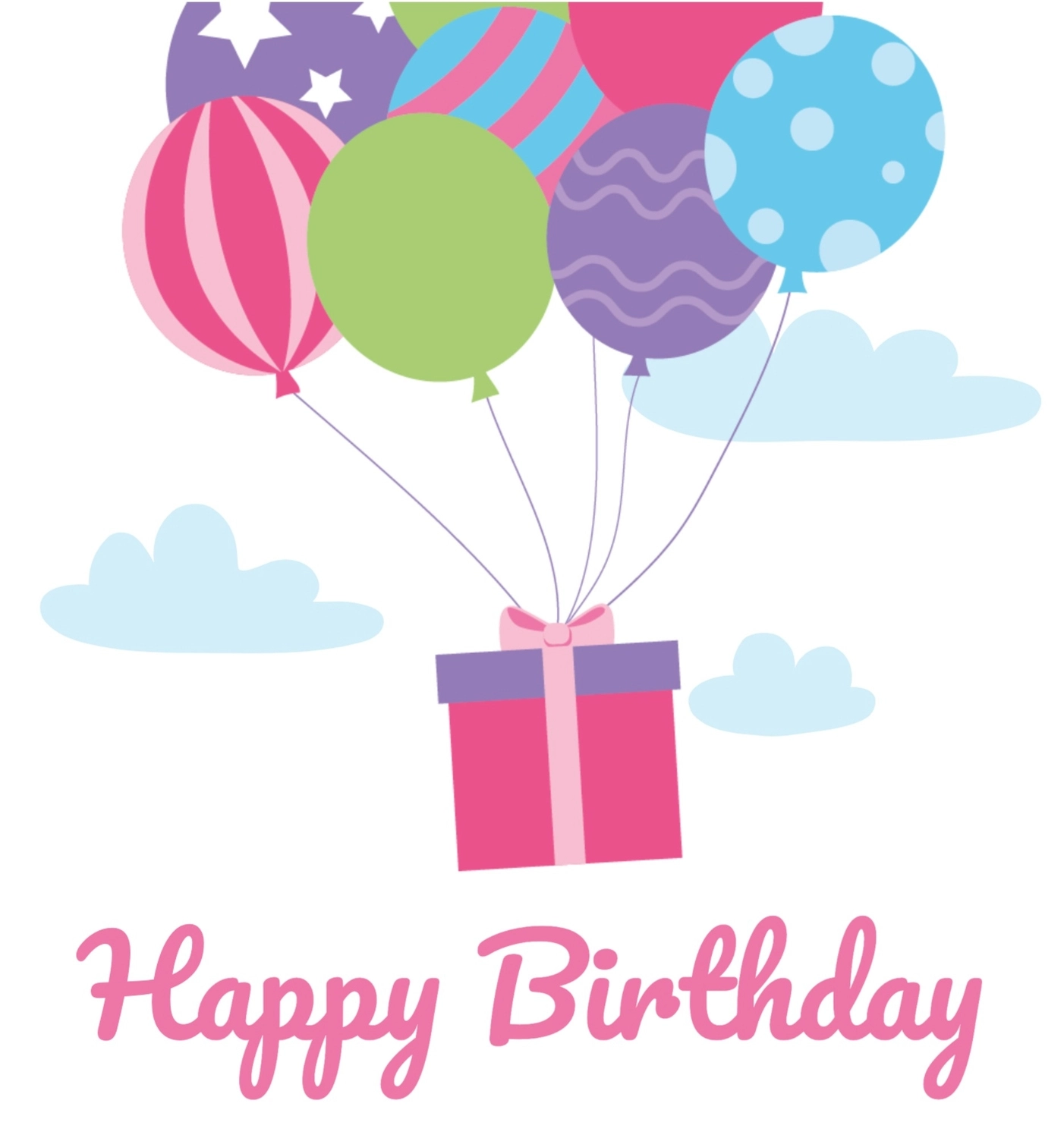 誕生日カード　風船で空を飛ぶプレゼント, ギフトボックス, バースデーカード, 作成, 誕生日カードテンプレート