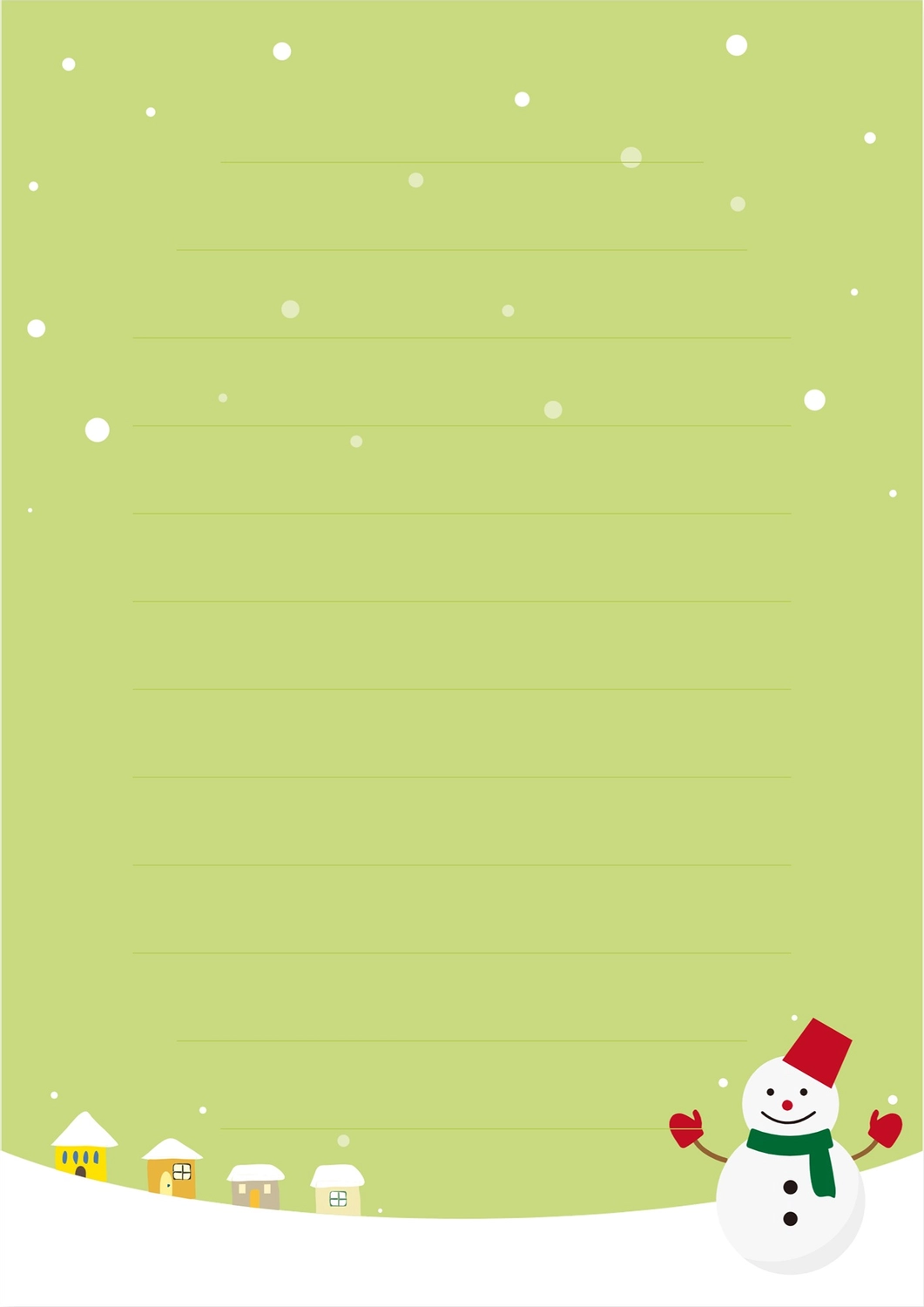 便箋（赤い手袋つけた雪だるま柄）, スッキリ, デザイン, 作成, 便箋テンプレート