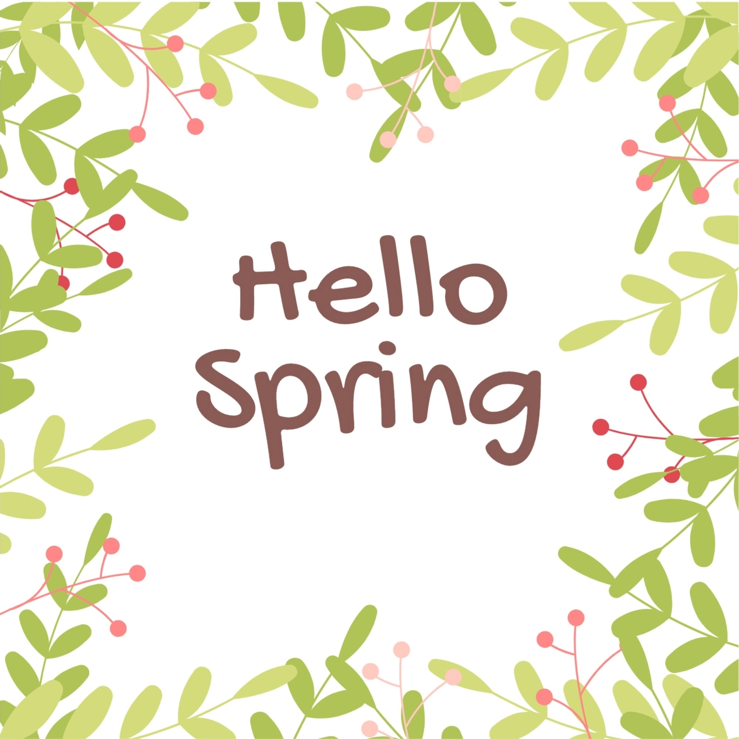 春のグリーティングカード　草花に囲まれたメッセージ, 白色の背景, 作成, デザイン, メッセージカードテンプレート