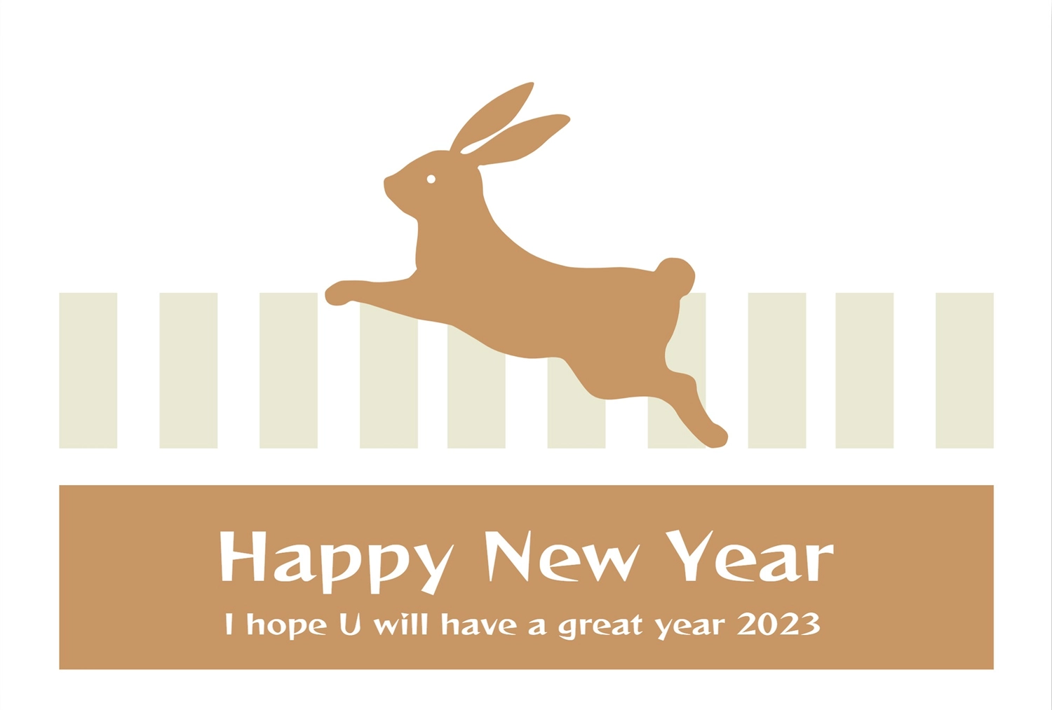 茶色のうさぎ年賀状, NEW YEAR, concord, English text, New Year Card template