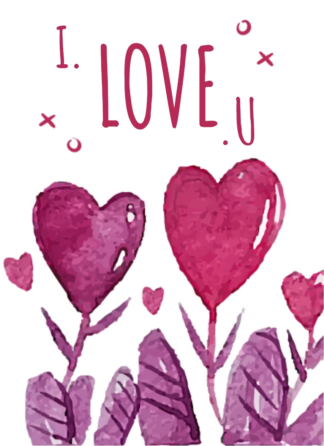 バレンタインデーグリーティングカード　ハートの植物, 手描き, 作成, デザイン, メッセージカードテンプレート