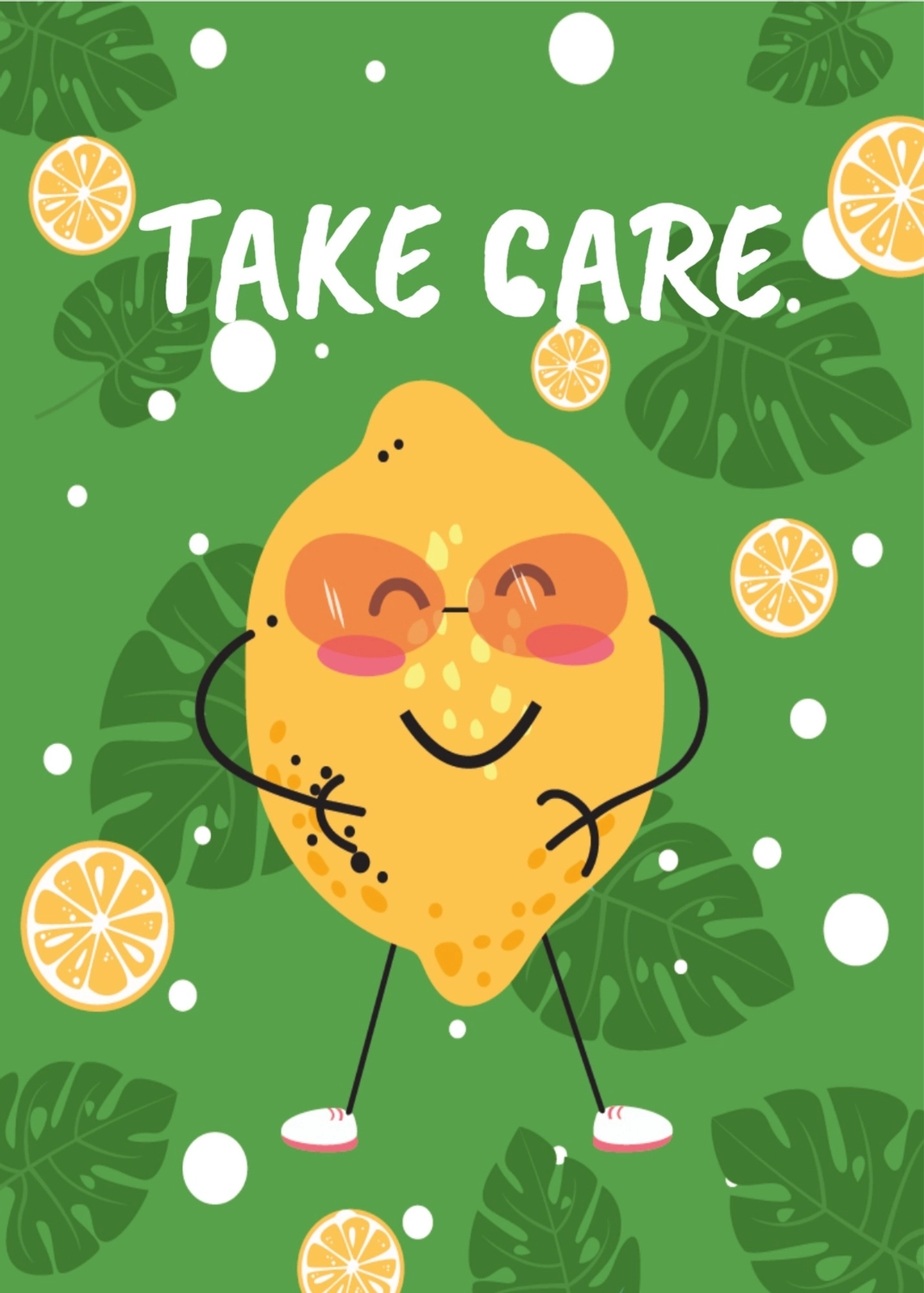 フルーツグリーティングカード　レモン, 笑う, 作成, デザイン, メッセージカードテンプレート