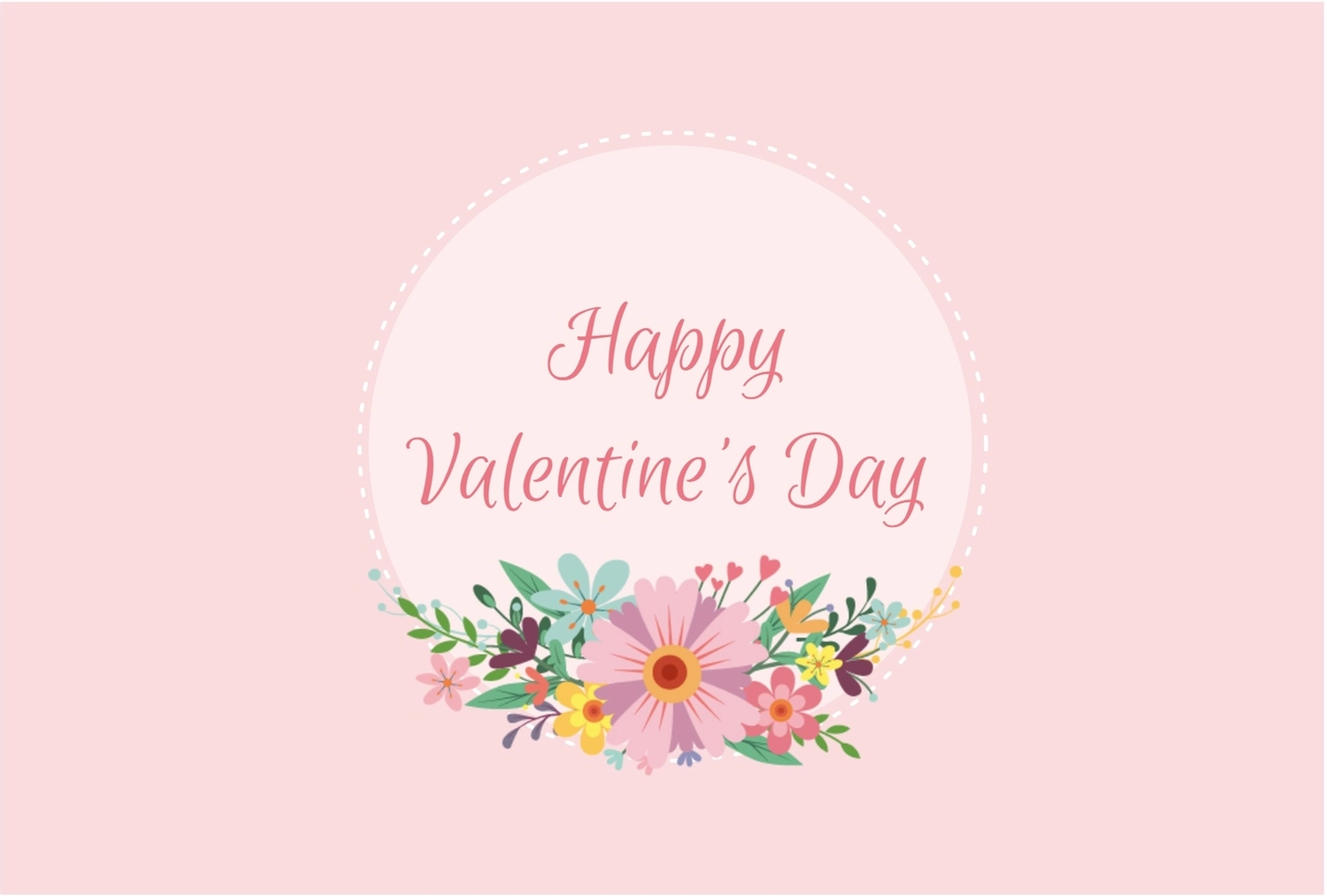 花のhappy valentine's day, フェミニン, 横, 作成, メッセージカードテンプレート