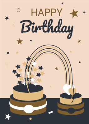 誕生日カード　星とハートのギフト