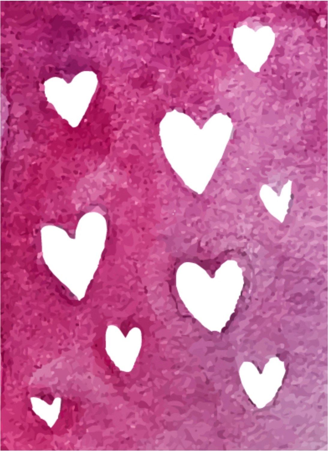 バレンタインデーグリーティングカード　紫地に白抜きのハート, 手描き, 作成, デザイン, グリーティングカードテンプレート