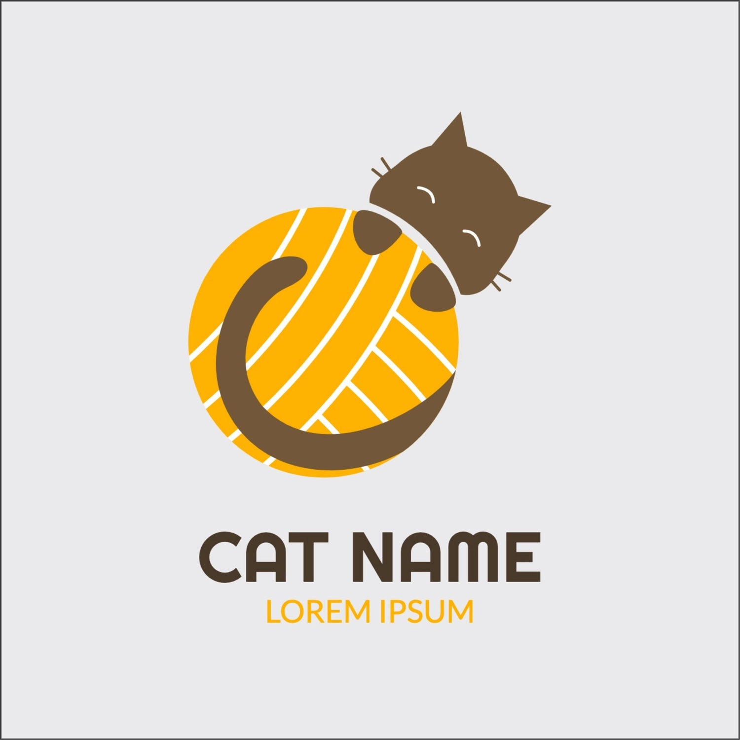 毛糸で遊ぶ猫のロゴ, ロゴ, ロゴマーク, ロゴタイプ, ロゴテンプレート
