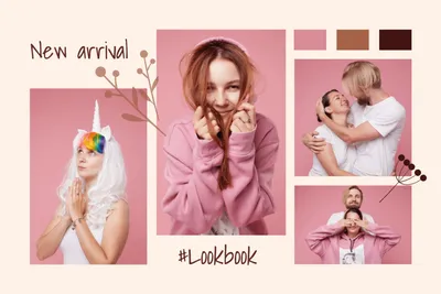 ラブラブピンク, Photo, collage, pink, Photo Collage template