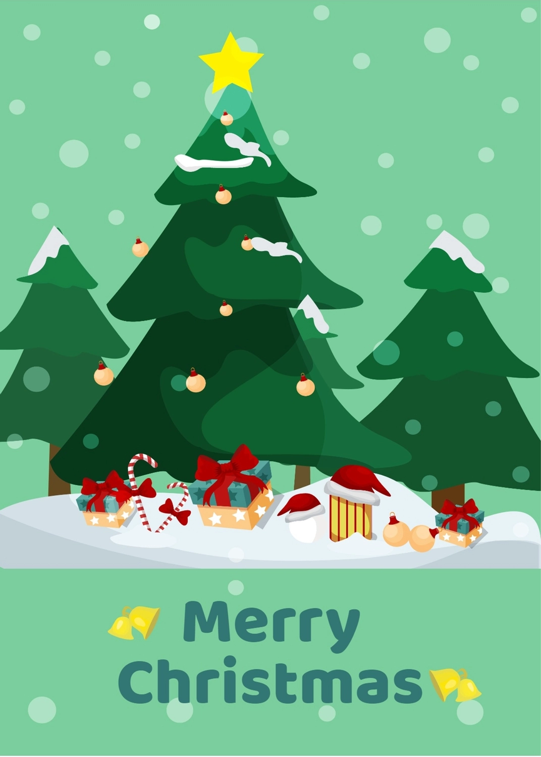 クリスマスツリーとプレゼント, キャンディーケーン, クリスマスカード, 作成, メッセージカードテンプレート