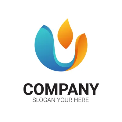 水色とオレンジの立体的なロゴ, logo, Logo, Logotype, Logo template