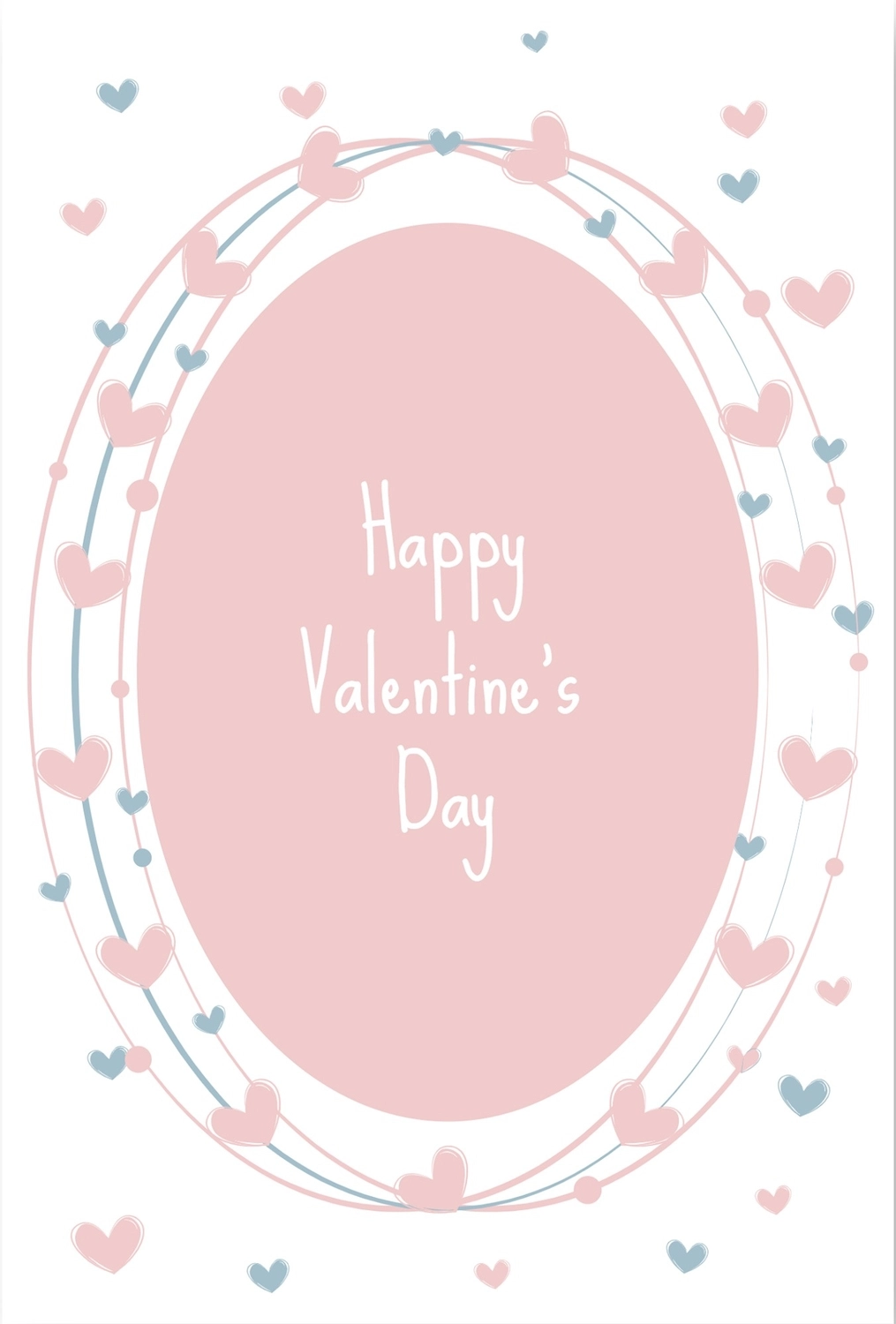 バレンタインデーグリーティングカード　ピンクの楕円, ハート, 作成, デザイン, メッセージカードテンプレート