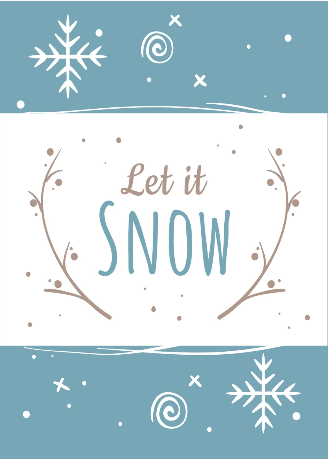 冬のグリーティングカード　雪の結晶, ブルーグレー, 作成, デザイン, メッセージカードテンプレート