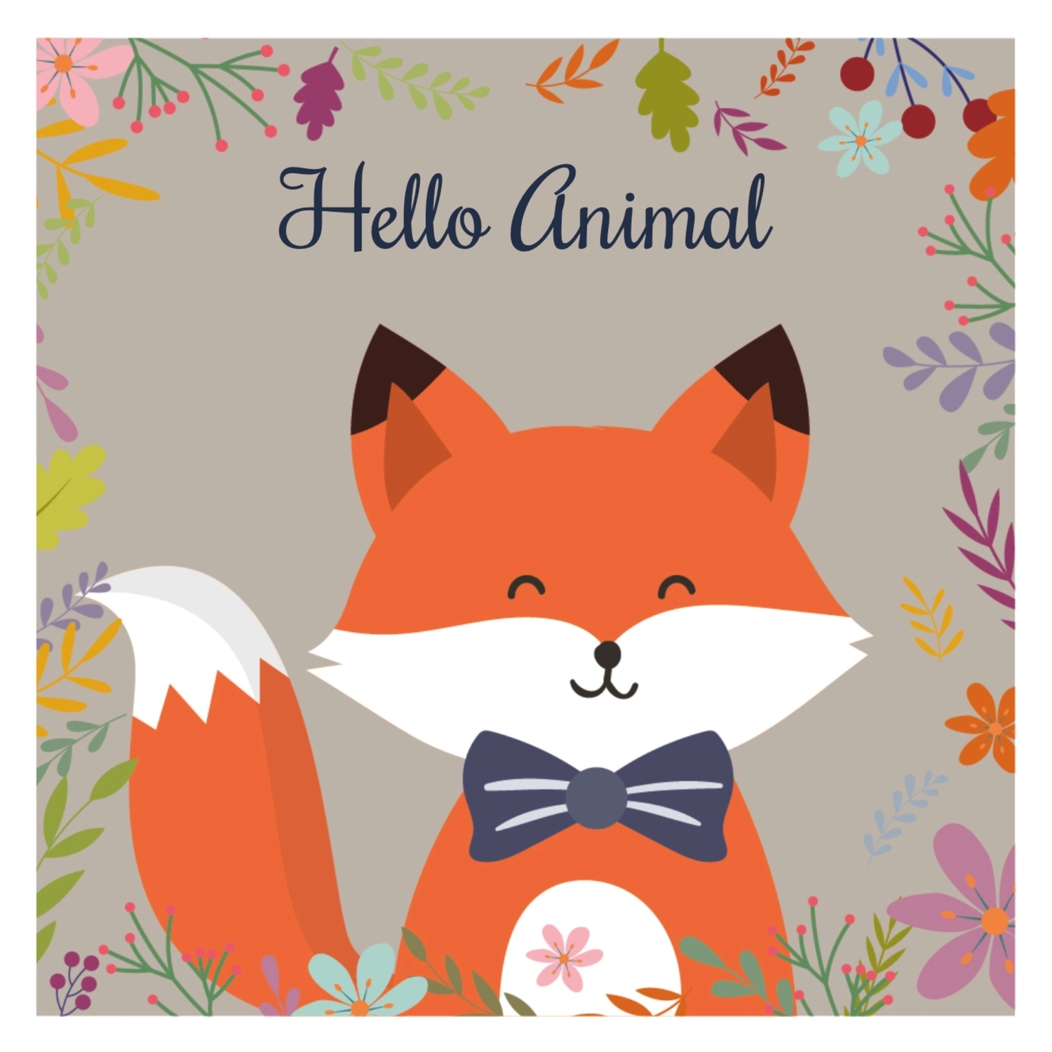 動物グリーティングカード　きつね, 미소, 만들기, 디자인, 메시지 카드 템플릿